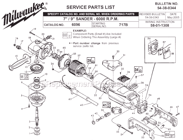 Milwaukee 6096 (SER 717B) 7" / 9" 6000 R.P.M. Sander Page A Diagram