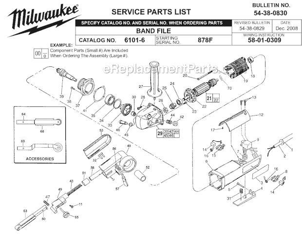 Milwaukee 6101-6 (878F) Band File Page A Diagram