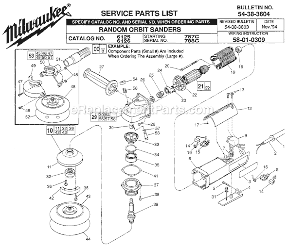 Milwaukee 6126 (SER 788C) Random Orbit Sander Page A Diagram
