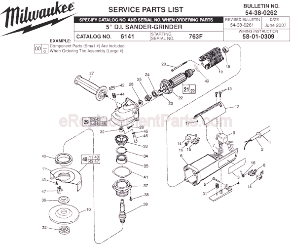 Milwaukee 6141 (SER 763F) 5 Inch DI Sander-Grinder Page A Diagram
