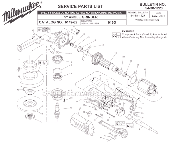 Milwaukee 6149-02 (SER 919D) 5" Angle Grinder Page A Diagram