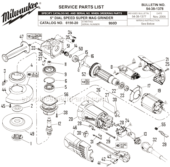 Milwaukee 6156-20 (SER 950D) 5 in. Magnum Sander/Grinder Page A Diagram
