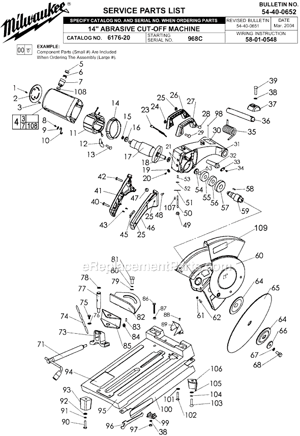 Milwaukee 6176-20 (SER 968C) 14" Abrasive Cut-Off Machine Page A Diagram