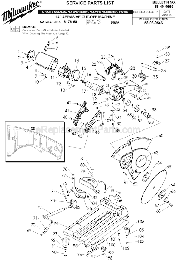 Milwaukee 6176-50 (SER 968A) Abrasive Cutoff Machine Page A Diagram