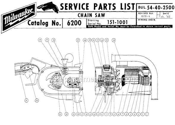 Milwaukee 6200 (SER 151-1001) Chainsaw Page A Diagram