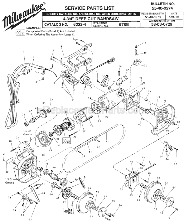 Milwaukee 6232-4 (SER 678B) 4-3/4 Inch Deep Cut Bandsaw Page A Diagram
