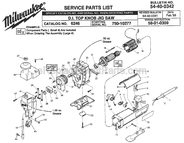 Milwaukee 6246 (SER 750-10277) Jig Saw Page A Diagram