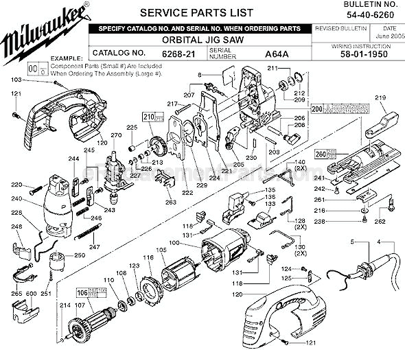 Milwaukee 6268-21 (SER A64A) Orbital Jig Saw Page A Diagram