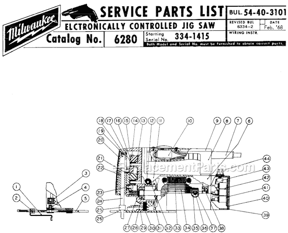 Milwaukee 6280 (SER 334-1415) Electronically Controlled Jig Saw Page A Diagram