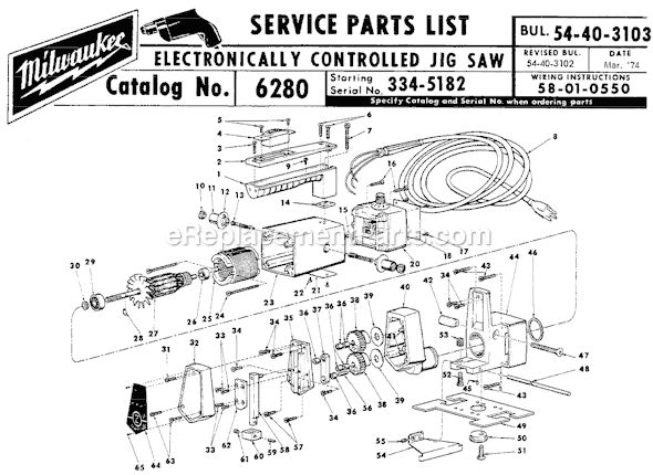 Milwaukee 6280 (SER 334-5182) Electronically Controlled Jig Saw Page A Diagram