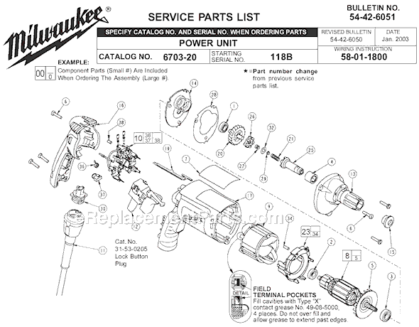 Milwaukee 6703-20 (SER 118B) Power Unit for Sharp-Fire® Screwdriver System, 0-4000 RPM Page A Diagram