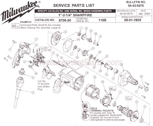 Milwaukee 6706-20 (SER 119B) Screwgun Page A Diagram