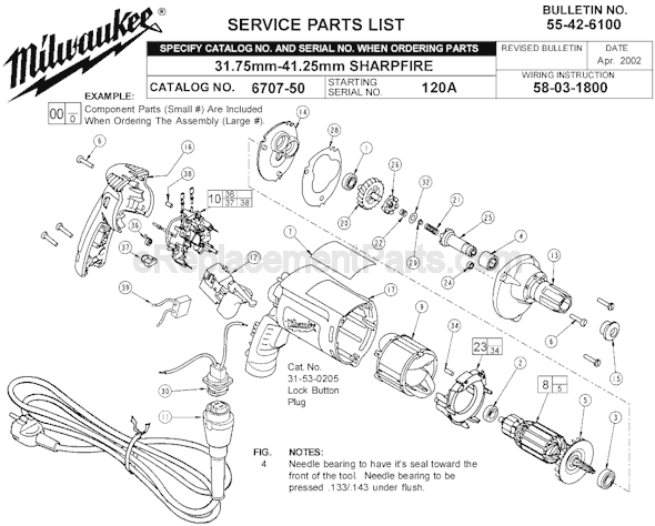 Milwaukee 6707-50 (SER 120A) Screwgun Page A Diagram