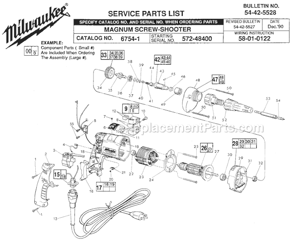 Milwaukee 6754-1 (SER 572-48400) Magnum Screw-Shooter Page A Diagram