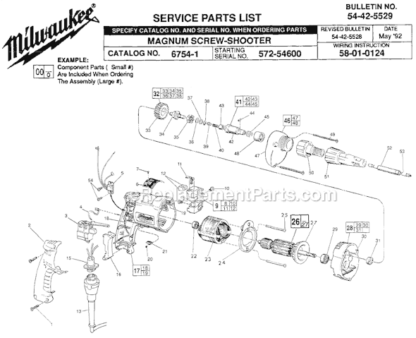 Milwaukee 6754-1 (SER 572-54600) Magnum Screw-Shooter Page A Diagram