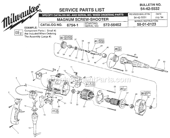 Milwaukee 6754-1 (SER 572-56462) Magnum Screw-Shooter Page A Diagram