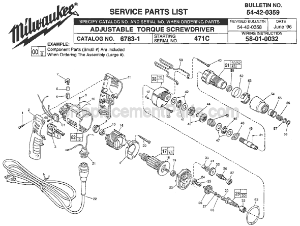 Milwaukee 6783-1 (SER 471C) Electric Drill Page A Diagram