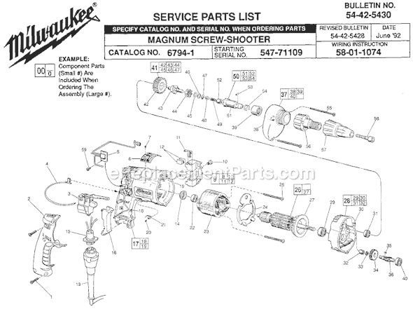 Milwaukee 6794-1 (SER 547-71109) Magnum Screw-Shooter Page A Diagram