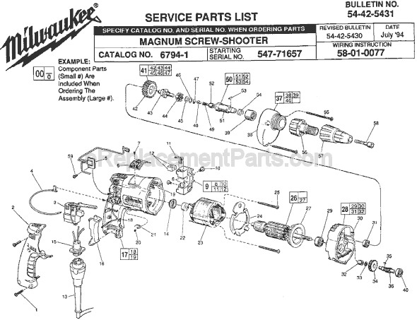Milwaukee 6794-1 (SER 547-71657) Screw Gun Page A Diagram
