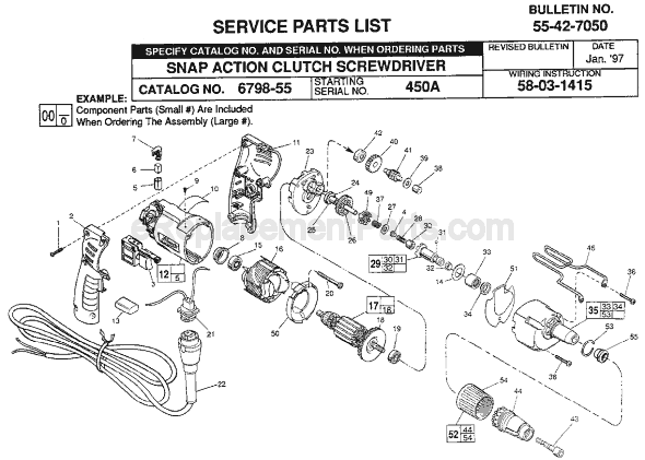 Milwaukee 6798-55 (SER 450A) Screwdriver Page A Diagram