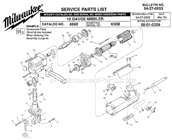 Milwaukee 6880 (SER 630B) 10 Gauge Nibbler Page A Diagram