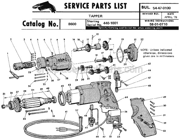 Milwaukee 8600 (SER 440-1001) Tapper Page A Diagram