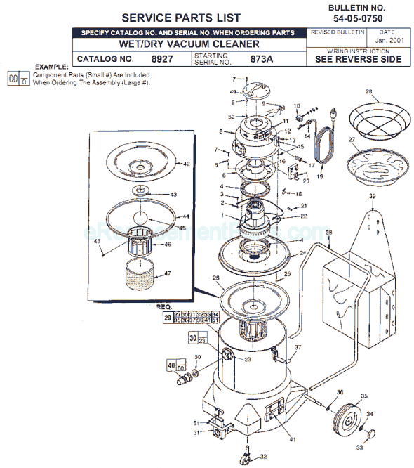 Milwaukee 8927 (SER 873A) Vacuum Cleaner Page A Diagram