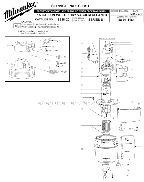 Milwaukee 8936-20 (SERIES) 7.5 Gallon Wet/Dry Vac Page A Diagram
