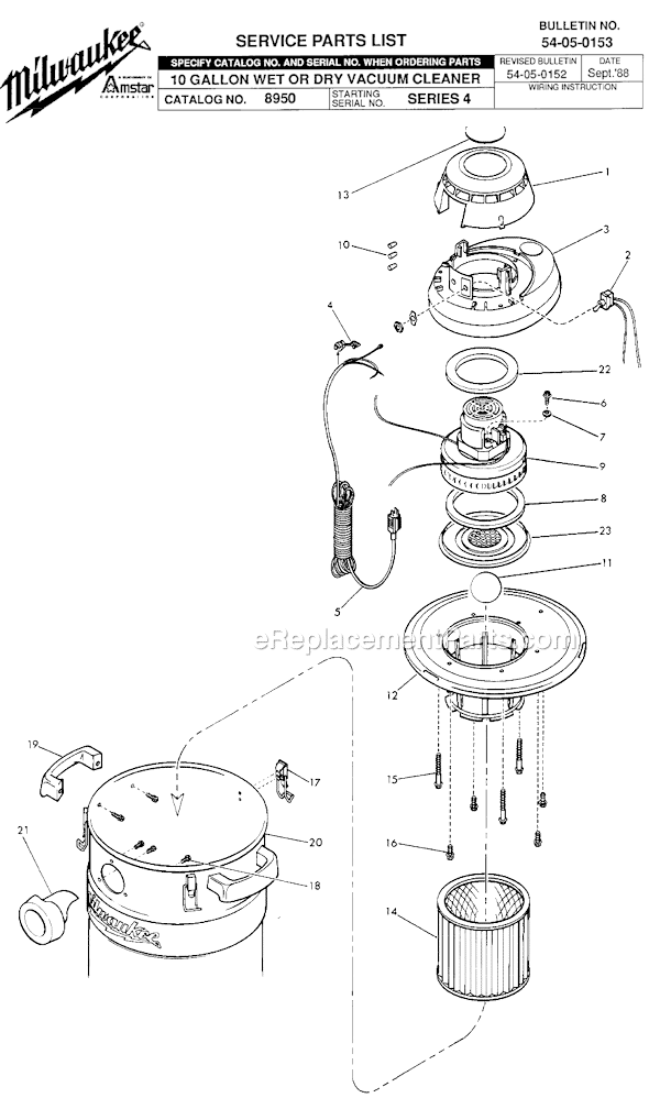 Milwaukee 8950 (SERIES 4) 1-Stage Wet/Dry Vacuum Cleaner Page A Diagram