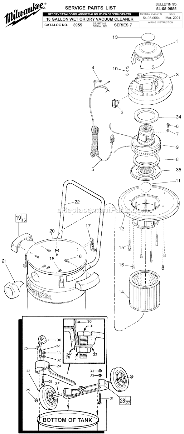 Milwaukee 8955 (SERIES 7) 1-Stage Wet/Dry Vacuum Cleaner Page A Diagram