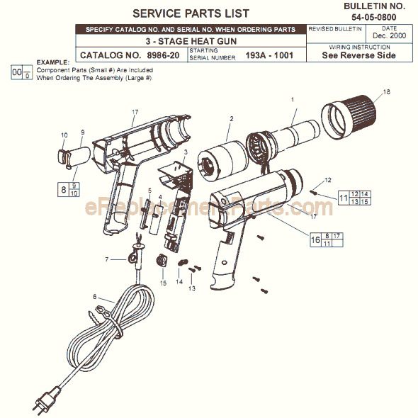 Milwaukee 8986-20 (SER 193A) Heat Gun Page A Diagram