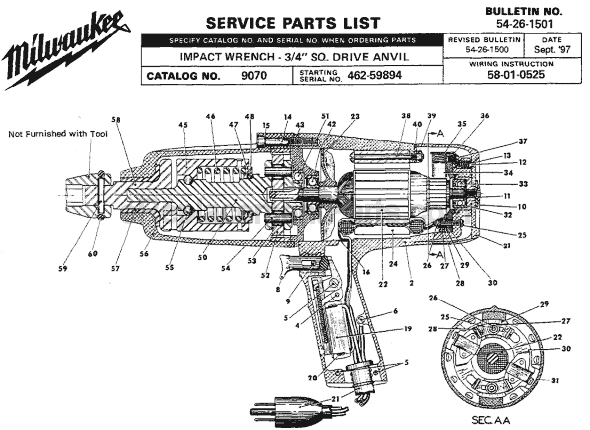 Milwaukee 9070 (SER 462-59894) Impact Wrench Page A Diagram