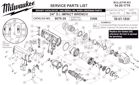 Milwaukee 9075-20 (SER 239B) Impact Wrench Page A Diagram