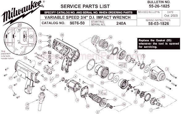 Milwaukee 9076-50 (SER 240A) Impact Wrench Page A Diagram