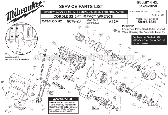 Milwaukee 9078-20 (SER A42A) Impact Wrench Page A Diagram