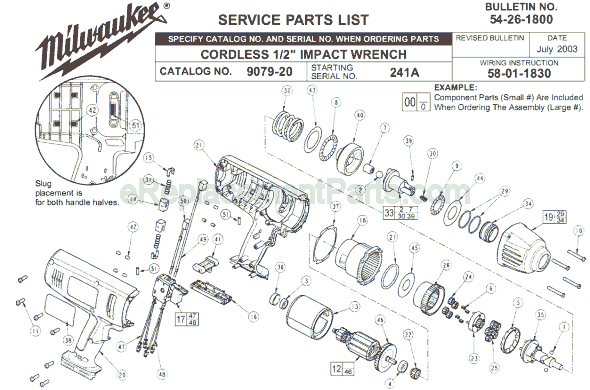 Milwaukee 9079-20 (SER 241A) Impact Wrench Page A Diagram