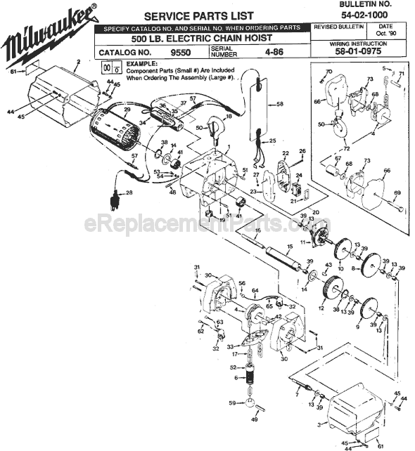 Milwaukee 9550 (SER 4-86) Electric Chain Hoist Page A Diagram
