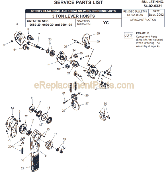 Milwaukee 9690-20 (SER YC) 3 Ton Lever Hoist Page A Diagram