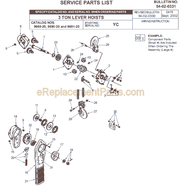 Milwaukee 9691-20 (SER YC) 3 Ton Lever Hoist Page A Diagram