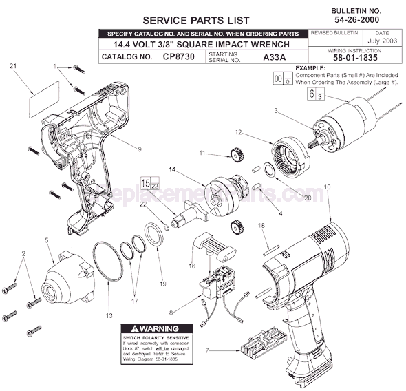 Milwaukee CP8730 (9085-69) (SER A33A) Impact Wrench Page A Diagram