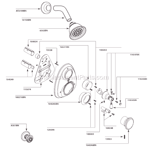Moen 263BN (Before 7-23-07) Vertical Spa System Page A Diagram