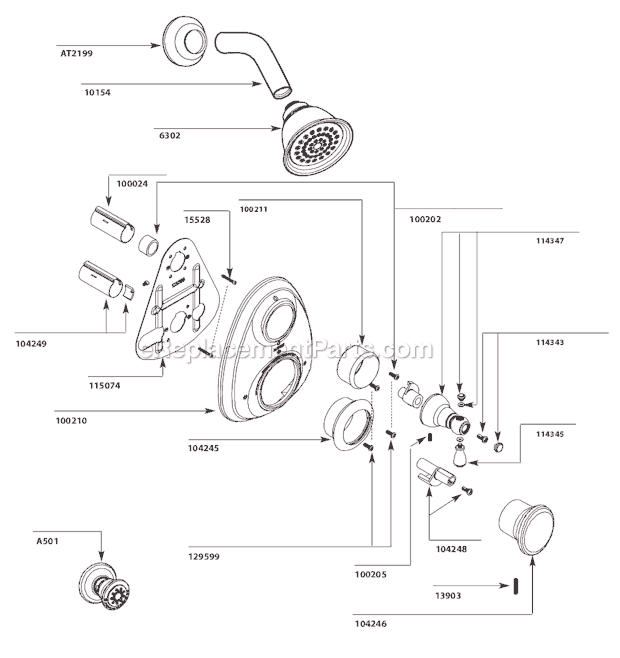 Moen 263 (Before 7-23-07) Vertical Spa System Page A Diagram