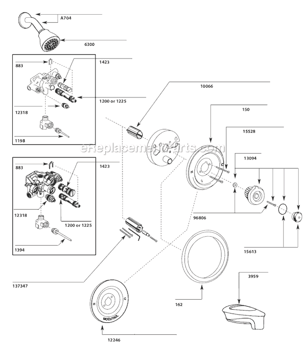 Moen 3285 Tub and Shower Faucet Page A Diagram