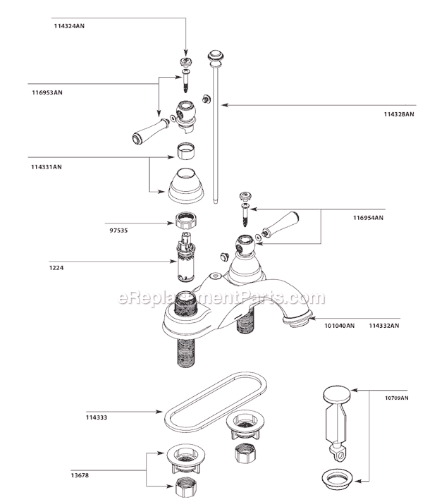 Moen 6101AN Bathroom Faucet Page A Diagram