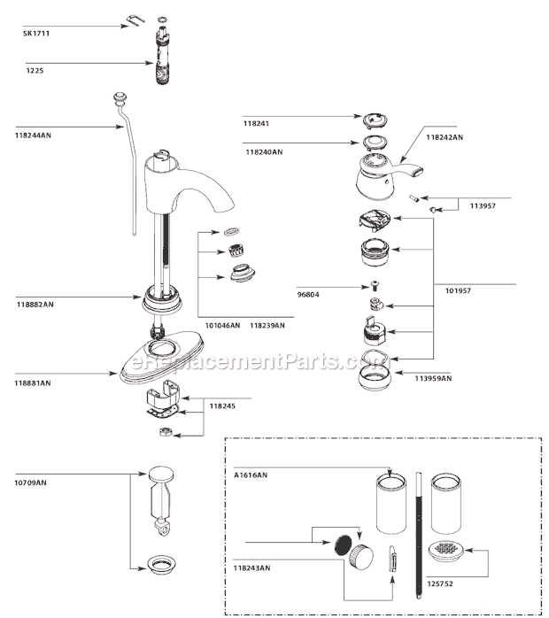 Moen 6102AN Bathroom Faucet Page A Diagram