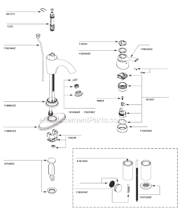 Moen 6102AZ Bathroom Faucet Page A Diagram