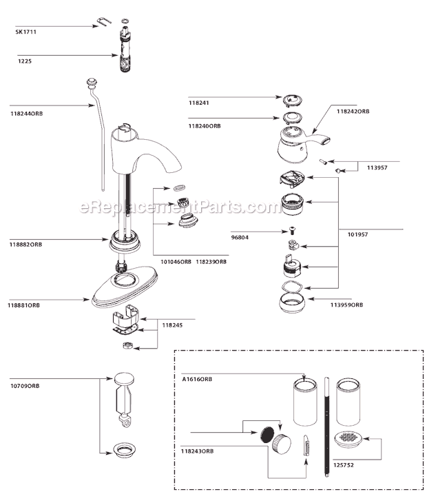 Moen 6102ORB Bathroom Faucet Page A Diagram