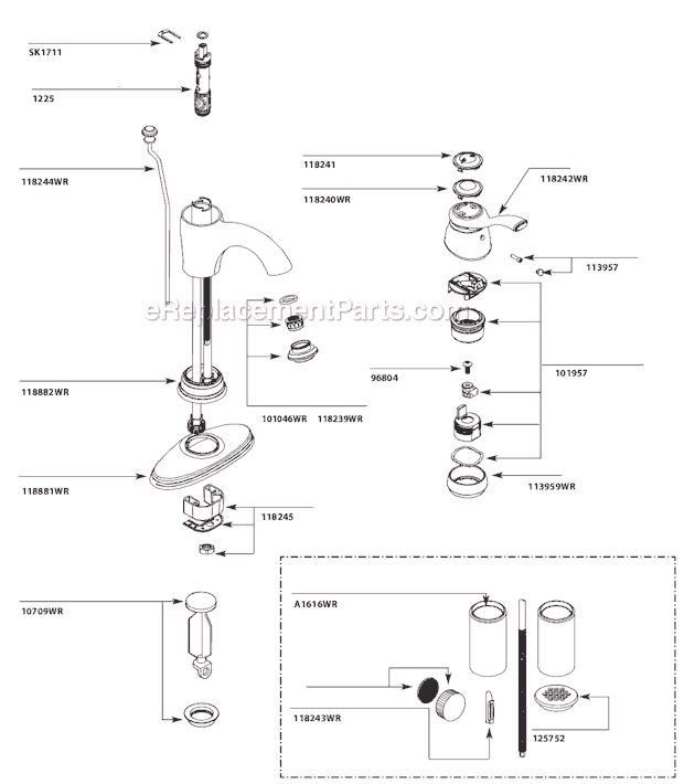 Moen 6102WR Bathroom Faucet Page A Diagram