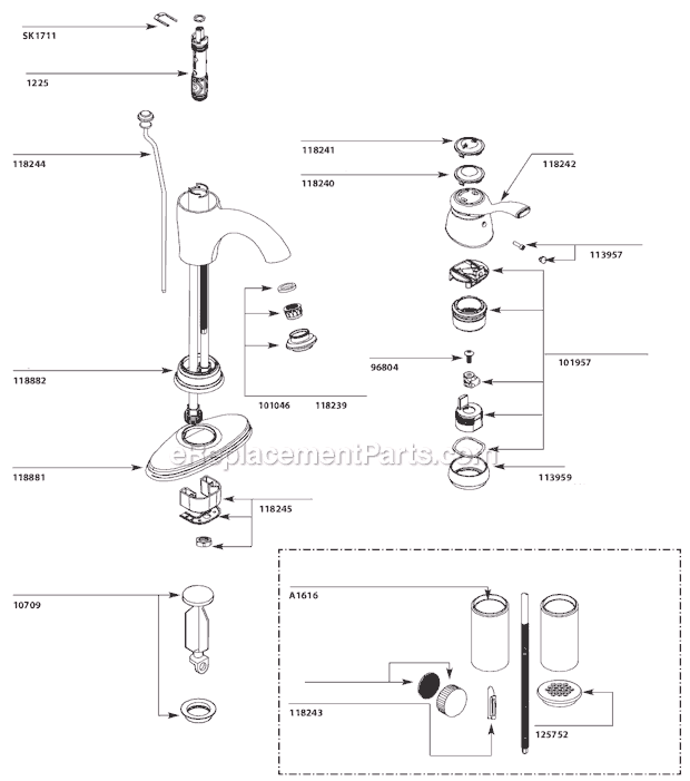 Moen 6102 Bathroom Faucet Page A Diagram