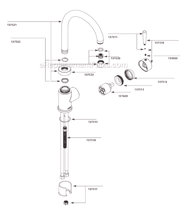 Moen 7100 (Before 05-08) Kitchen Sink Faucet Page A Diagram